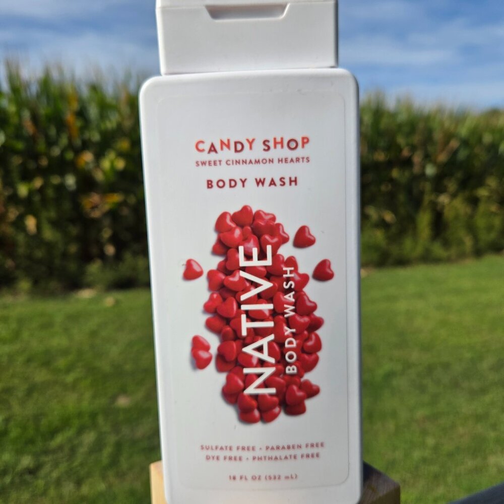 NEW (3) LIMITED EDITION NATIVE CANDY SHOP SWEET CINNAMON HEARTS BODY WASH 18 OZ